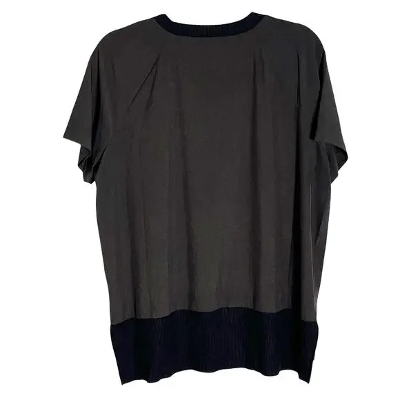 Athleta Zephyr Shell Top Women's Size M Raglan Sleeve Hi Low Ribbed Hem Black - Picture 4 of 9